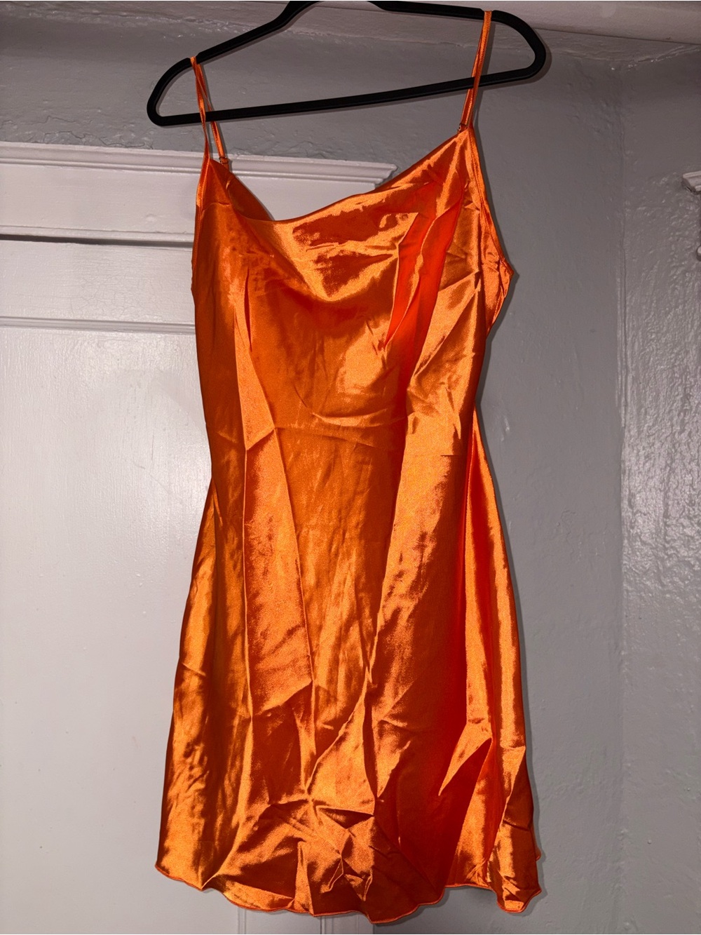 SHEIN Orange Satin Slip Midi Dress